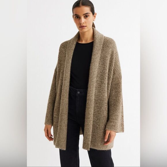 J.Jill PureJill Knit Loose  Womens Cardigan Sweater M Tan Open Front Oversized - Picture 1 of 7